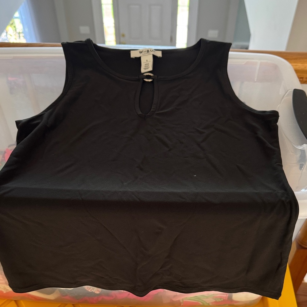 White House Black Market Women's Black Keyhole Tank Top